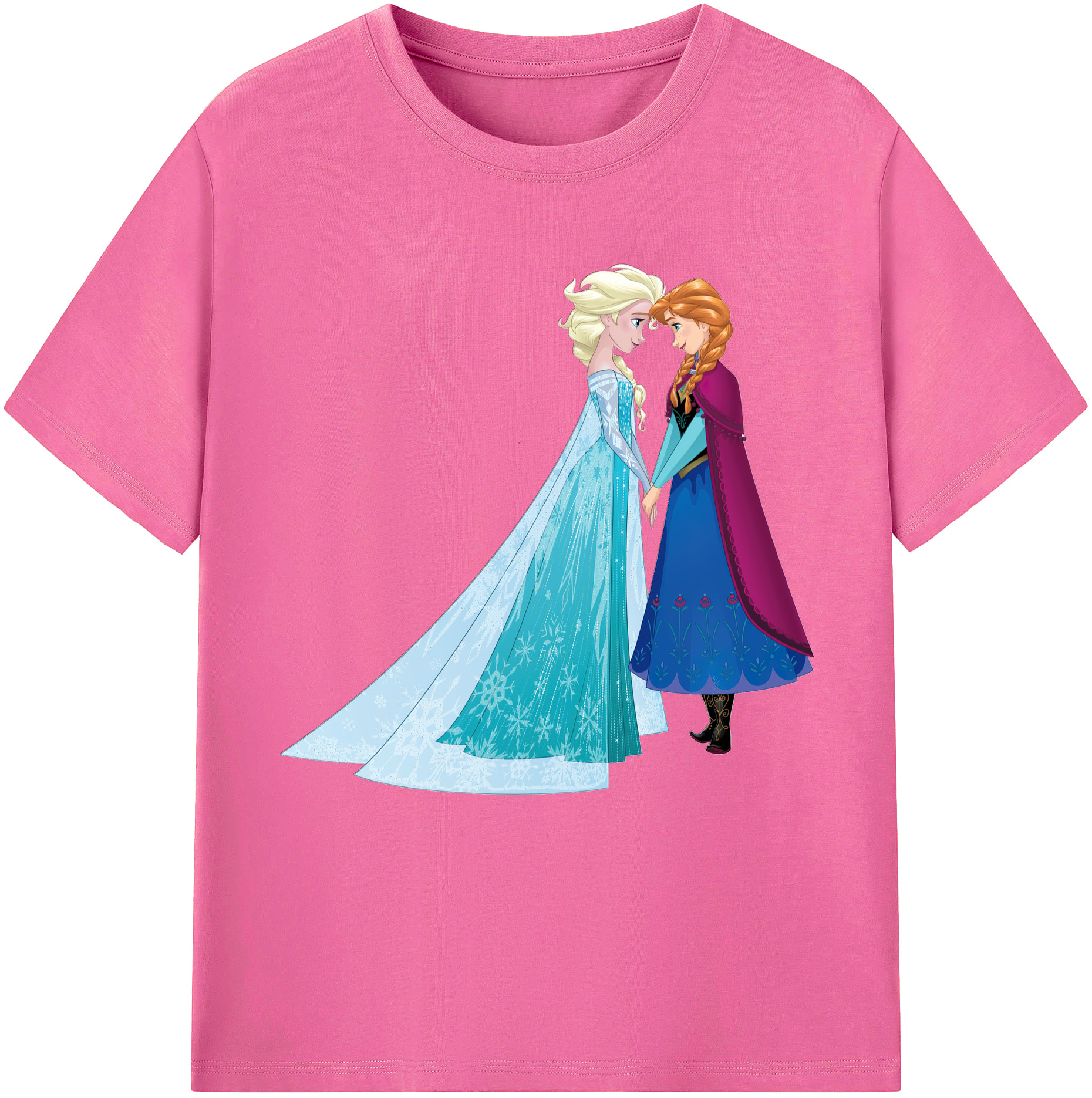 （画像用） アナと雪の女王 アンナ エルサ Frozen Anna Elsa レディースカジュアルプリントTシャツ（綿100％）